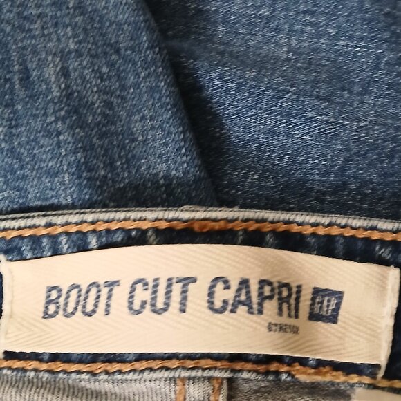 Vintage GAP Jeans Size 12 Boot Cut Capri '01 Blue Denim Stretch Mid Rise - Picture 7 of 9